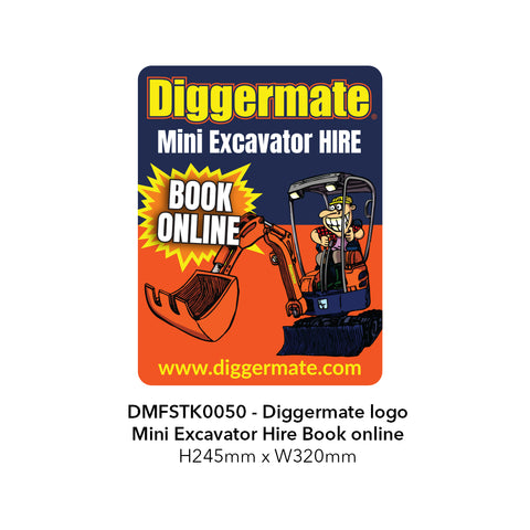 Diggermate logo/Mini excavator hire/book online - 245mm x 320mm