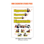 Mini Excavator Sticker Pack - Diggermate Franchising Pty Ltd